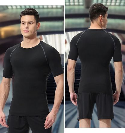 Men's Compression T-Shirt Summer Sportswear Running T shirt Elastic Quick Dry Sport Tops Tee Athletic Gym Workout T Shirts Men