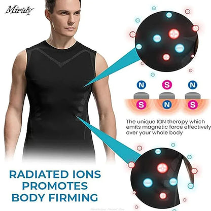Summer Men Shapewear Ionic Shaping Vest Sleeveless Shirt Tight Compression Shirts Tank Top Body Shaper Breathable Ice Silk Vest