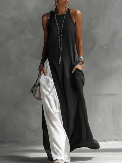 2026 New Women’s Clothing: Sleeveless, Loose-Fitting, Color-Blocked, Casual, Off-The-Shoulder Dress.