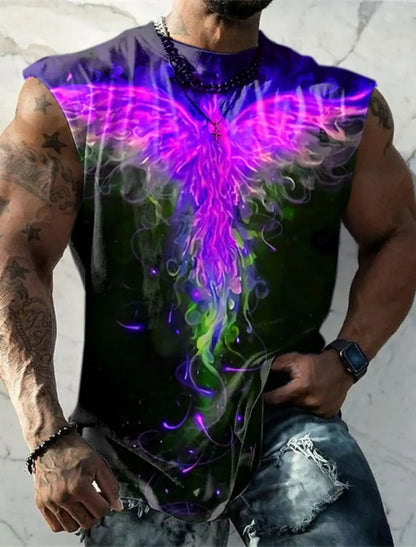 Outdoor Sacred Beast Phoenix Print Sports Quick Dry Sleeveless Breathable Vest Men's Clothing Fashion Four Seasons Y2K Fnaf Gym