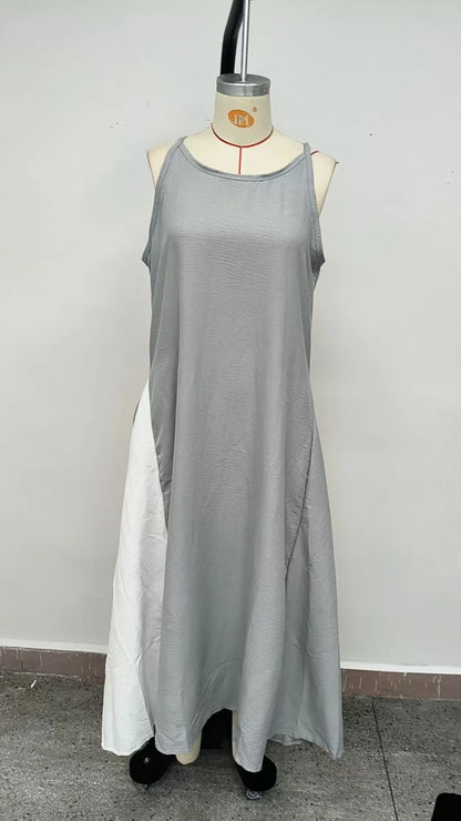 2026 New Women’s Clothing: Sleeveless, Loose-Fitting, Color-Blocked, Casual, Off-The-Shoulder Dress.