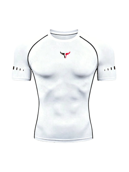 Men's Compression T-Shirt Quick Dry Breathable Elastic Gym Tee Multi Colors Available for All Seasons Running Fit Single Piece