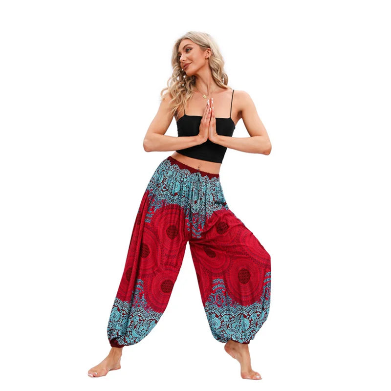Boho Yoga Pants Women Hippie Harem Printed Dyeing High Waisted Wear Pantalone De Mujer Cintura Alta Calca Feminina Beach