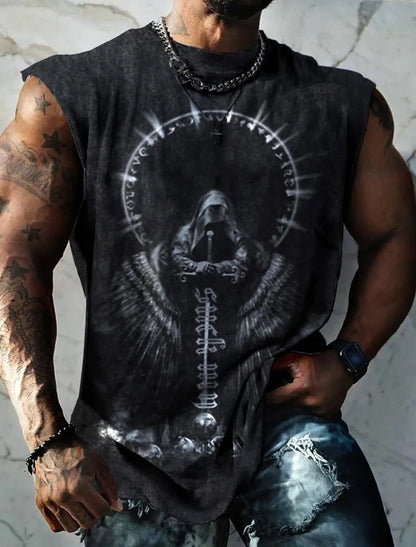 Outdoor Sacred Beast Phoenix Print Sports Quick Dry Sleeveless Breathable Vest Men's Clothing Fashion Four Seasons Y2K Fnaf Gym