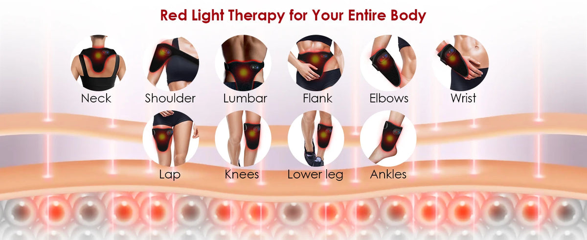 Wireless LED Red Light Thermal Pad Therapy Massage Belt 660&850 nm Infrared Therapy Neck and Shoulder&Prostate Therapy Device