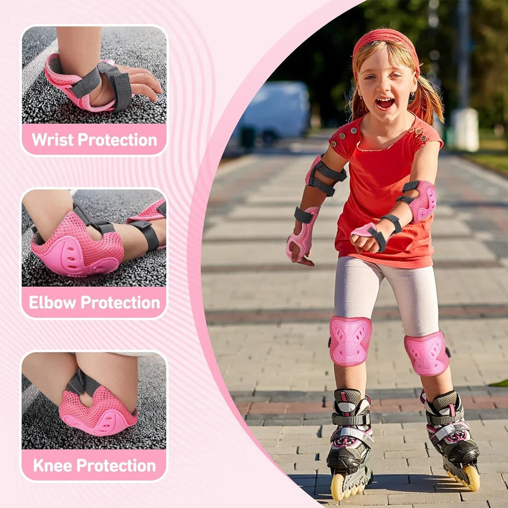 6 in 1 Knee Pads Elbow Pads with Wrist Guards for Ages 3-10, Protective Gear for Skating, Cycling, Biking,Roller Skates,Scooters