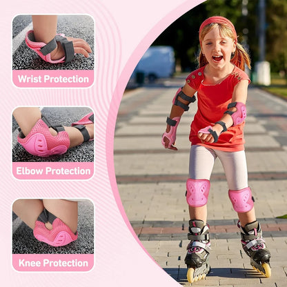 6 in 1 Knee Pads Elbow Pads with Wrist Guards for Ages 3-10, Protective Gear for Skating, Cycling, Biking,Roller Skates,Scooters