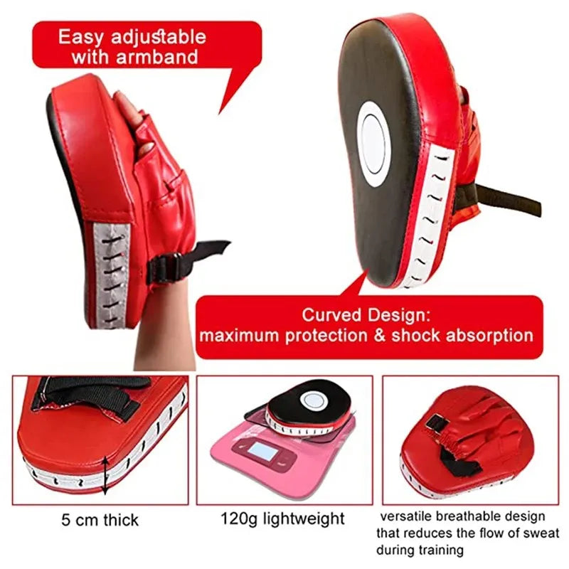2Pcs 3-in-1 Boxing Gloves and Punching Mitts Set, Sports Boxing Gloves Boxing Pads with Hand Wraps, Kids Boxing Equipment Set
