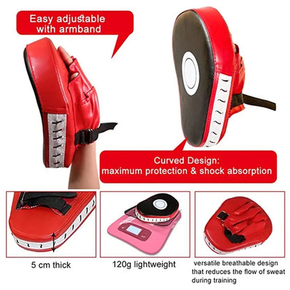 2Pcs 3-in-1 Boxing Gloves and Punching Mitts Set, Sports Boxing Gloves Boxing Pads with Hand Wraps, Kids Boxing Equipment Set