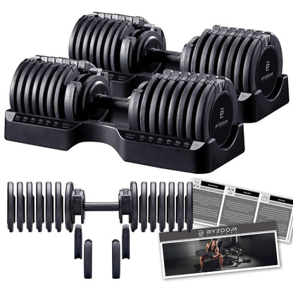 Pure Series Adjustable Dumbbell - 12.5/25/27.5/50/55/75lb - ONE UNIT OR PAIR(check QTY before purchase) - 5-in-1/, Custom