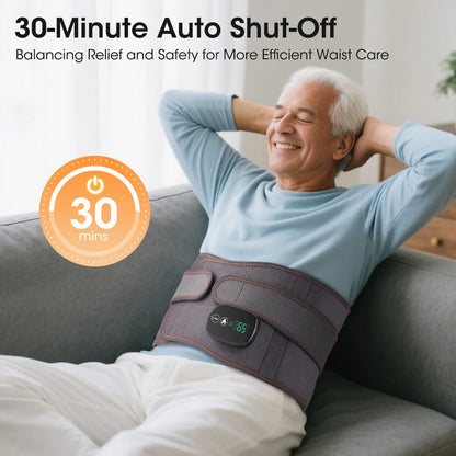 Heating Vibration Massager Belt, Dual Red Light Hot Compress Waist Support Brace Waist Back Massage Lumbar Support Belt