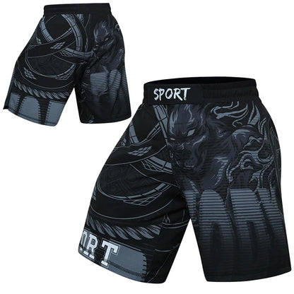 Men MMA Shorts Muay Thai Jiu Jitsu Training Shorts Animal Printed Elastic Waist Gym Fitness Male Boxing Clothes Custom Pattern
