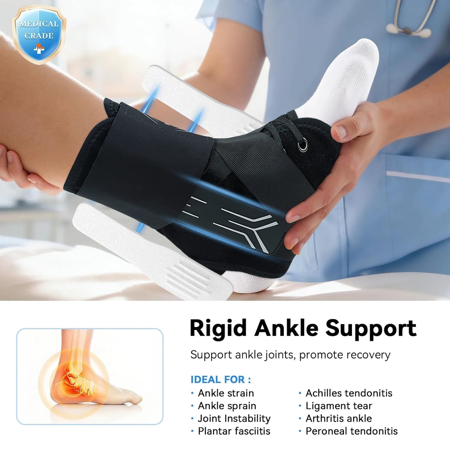 NEENCA Ankle Brace for Sprained Ankle, Quick Lace Up Ankle Support for Women Men Ankle Stabilizer Injury Recover Running Sports