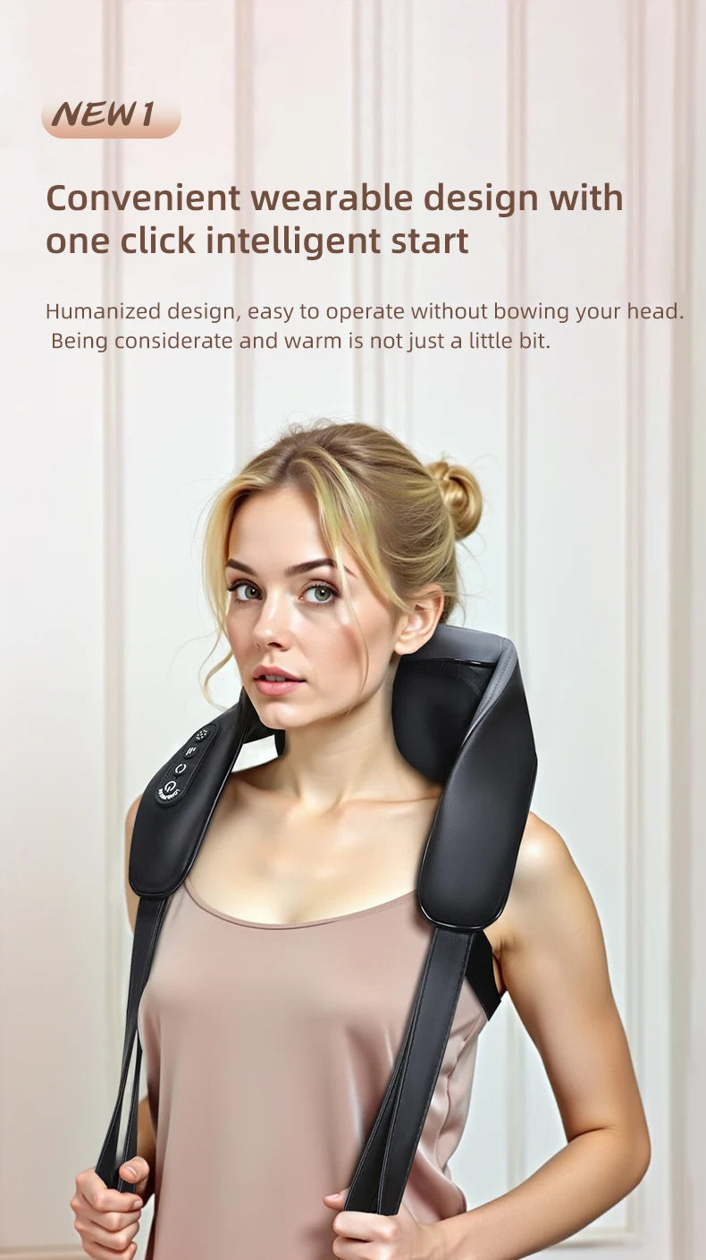 4D Shiatsu Neck and Shoulder Massager With Heat Electric Back Massagers Kneading Massage Pillow Full Body Muscle Dropshipping Home Car Use,Best Gift