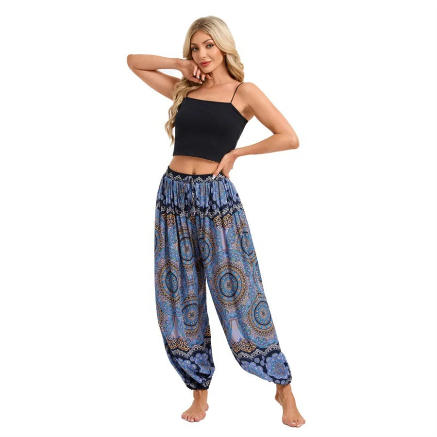 Boho Yoga Pants Women Hippie Harem Printed Dyeing High Waisted Wear Pantalone De Mujer Cintura Alta Calca Feminina Beach