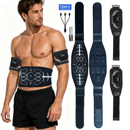 Abdominal Toning Belt Smart Abs Muscle Toner Body Arm Massage Fitness Belt USB Recharge Home Gym Office Workout Equipment Unisex