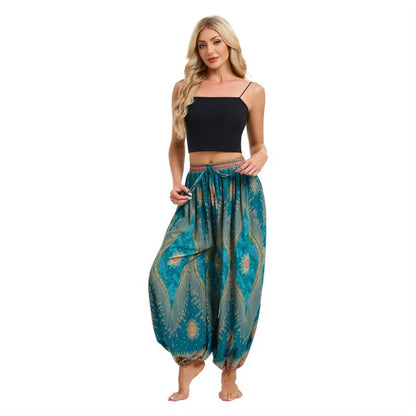 Boho Yoga Pants Women Hippie Harem Printed Dyeing High Waisted Wear Pantalone De Mujer Cintura Alta Calca Feminina Beach