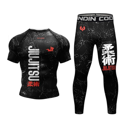 New Kimono Jiu Jitsu Rashguard for Men MMA T-Shirt+Pant 4Pcs/Set Muay Thai Shorts BJJ Rash Guard Gym Boxing Jerseys Sportswear