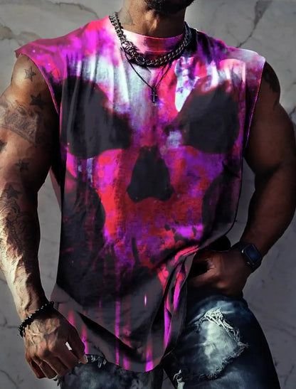 Men's Fitness Clothing 3D Phoenix Printed Sleeveless Shirt Running Sports Undershirt Mens Quick-Drying Bodybuilding Bottom Shirt