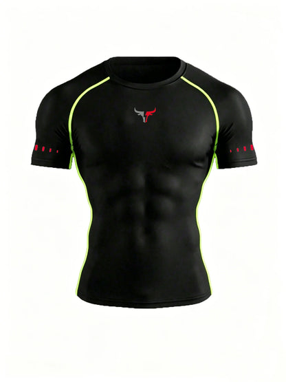 Men's Compression T-Shirt Quick Dry Breathable Elastic Gym Tee Multi Colors Available for All Seasons Running Fit Single Piece