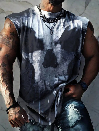 Men's Fitness Clothing 3D Phoenix Printed Sleeveless Shirt Running Sports Undershirt Mens Quick-Drying Bodybuilding Bottom Shirt