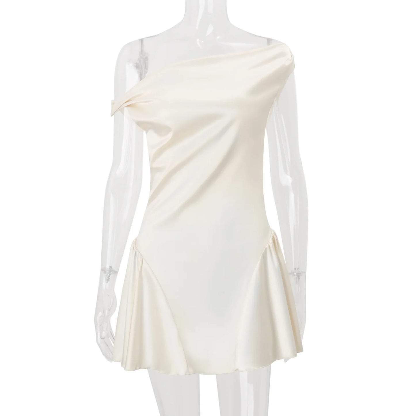 Women's Clothing 2026 Autumn French Sexy Pure Desire Sweet Temperament Waist Satin Dress Short Skirt