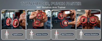 3-in-1 Upper Body Strength Trainer - Detachable Rotator Burn Machine, 360°Hand-Crank Forearm Trainer & Resistance Band, Portable Home/Gym Equipment for Men & Women