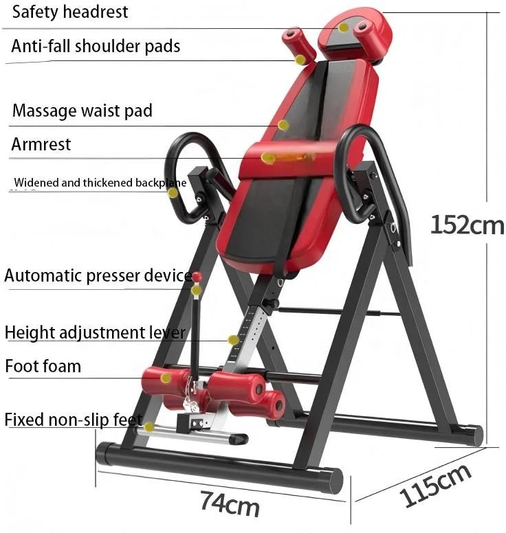 ONESTARSPORTS New Arrival Steel Square Tube Foldable Gym Trainer Inversion Table 200KG Capacity Waist Back Pain Relief Sports