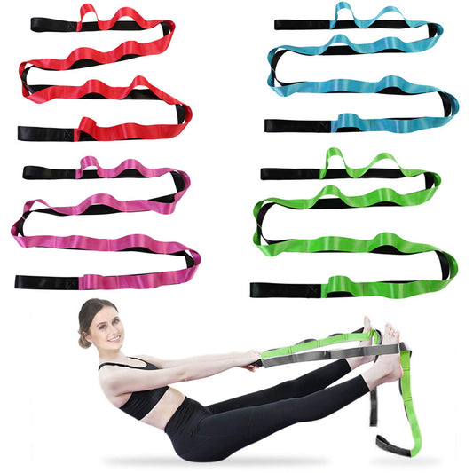 Yoga Strap Multi-Loop Strap 12 Loops Stretch Strap For Physical Therapy Pilates Dance And Gymnastics With Carry Bag