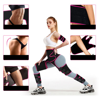 5-in-1 Waist Abdomen Belt Support Sweat Sauna Effect Neoprene Waist Trainer Butt Lifter Leg Arm Support Workout Fitness