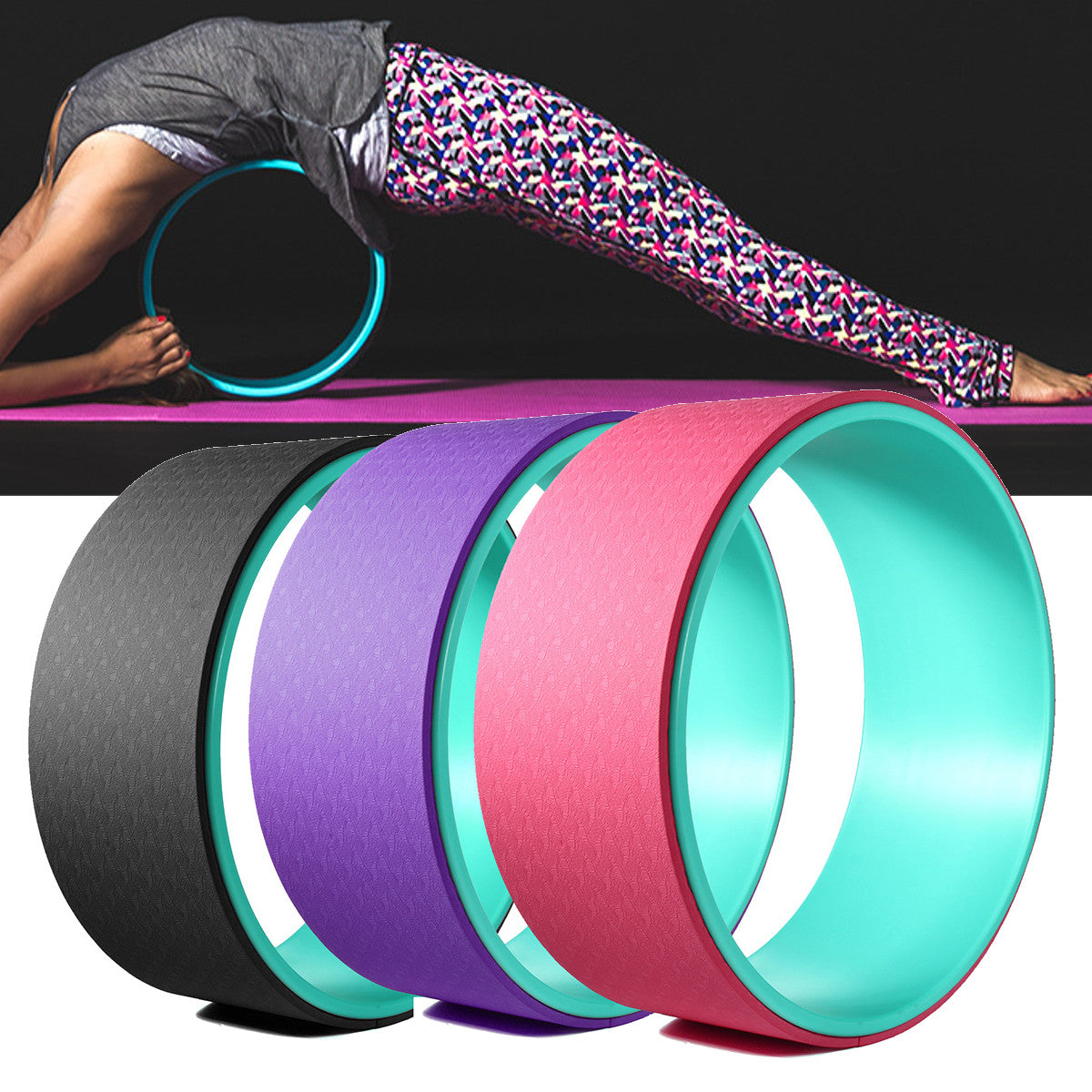 33x13cm TPE Muslce Relaxion Yoga Ring Abdominal Wheel Roller Backward Bend Fitness Yoga Circle