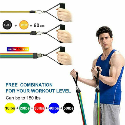 11Pcs/Set Latex Resistance Bands Crossfit Training Exercise Yoga Tubes Pull Rope Rubber Expander Elastic Bands Fitness Equipment